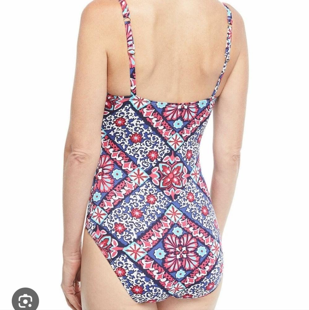 Tommy Bahama Blue and Red One Piece Swimsuit - Picture 2 of 4